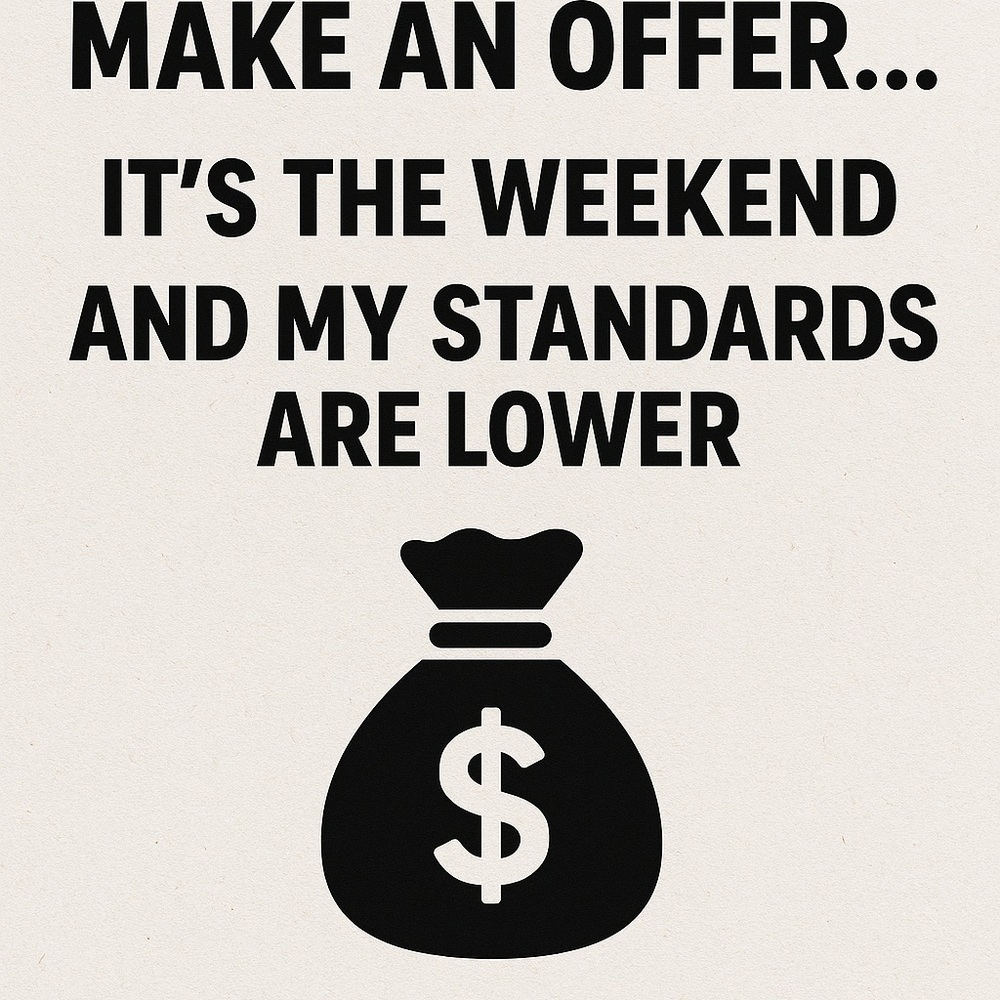 Weekend Offer Money Bag Graphic Print